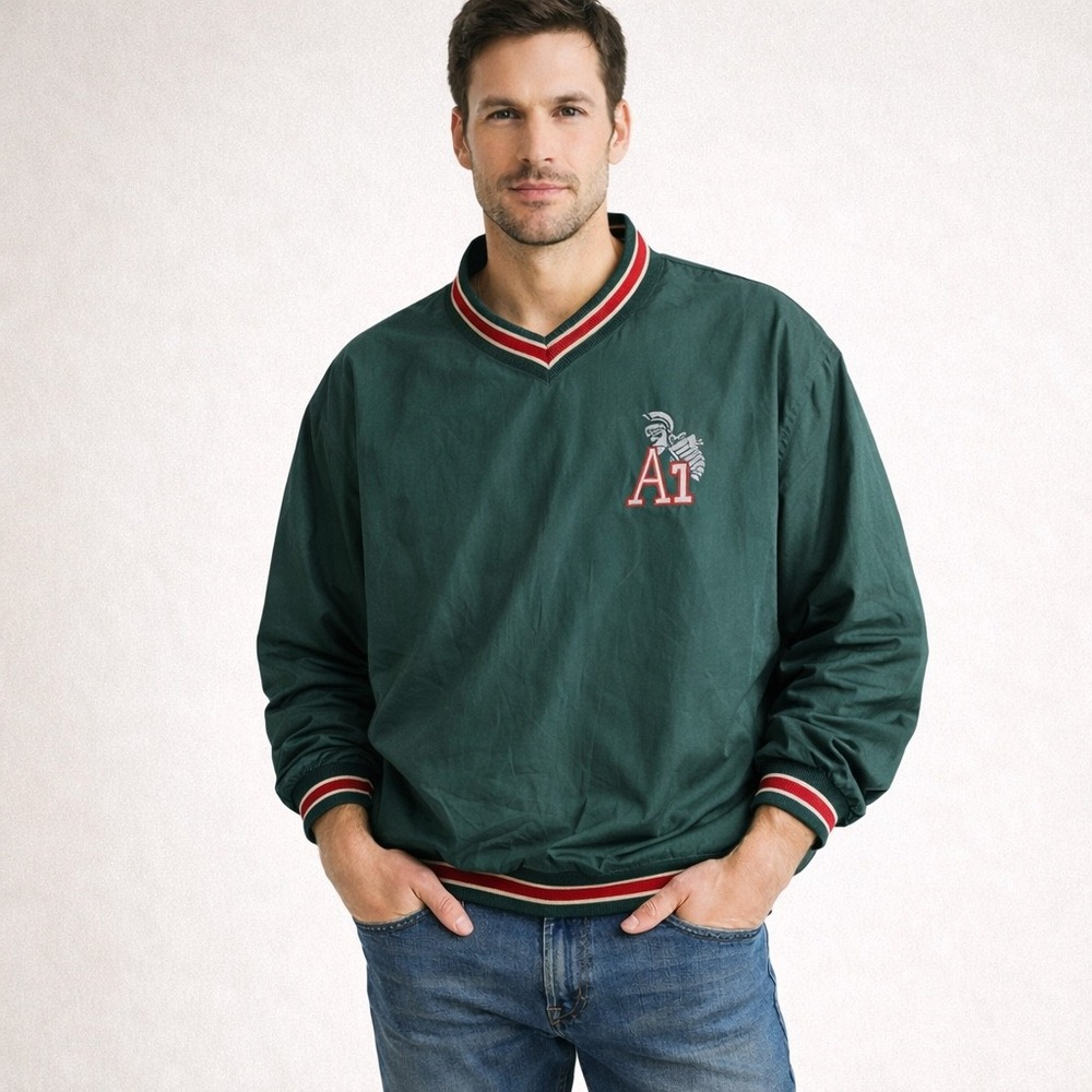 Vintage 80s Neff USA Green Spartan Oversized Pullover Windbreaker XXL Made‎ USA